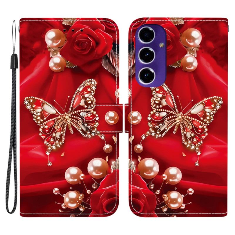 Fliptok Samsung Galaxy A17 4g / 5g Arany És Gyöngy Pillangó