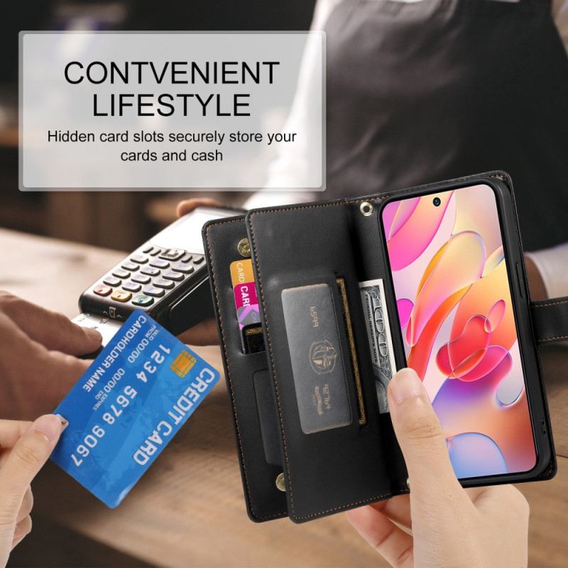 Fliptok Samsung Galaxy A17 4g / 5g Pénztárca Cipzáras Zsebbel És Pántokkal