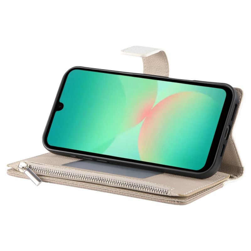 Kinyitható Bőrtok Samsung Galaxy A17 4g / 5g Cipzáras És Pántos Pénztárca