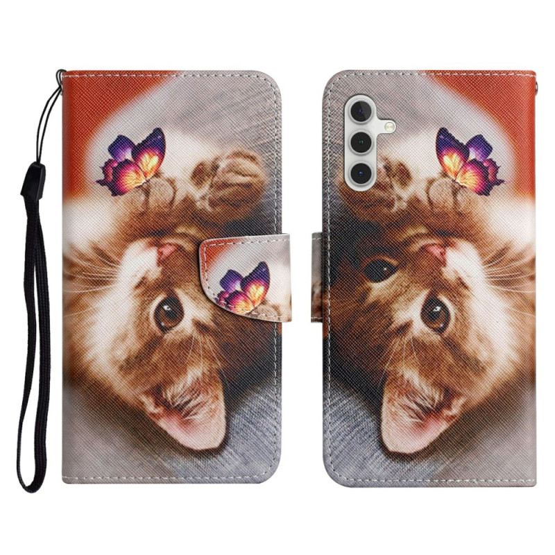 Kinyitható Bőrtok Samsung Galaxy A17 4g / 5g Pillangó És Macska