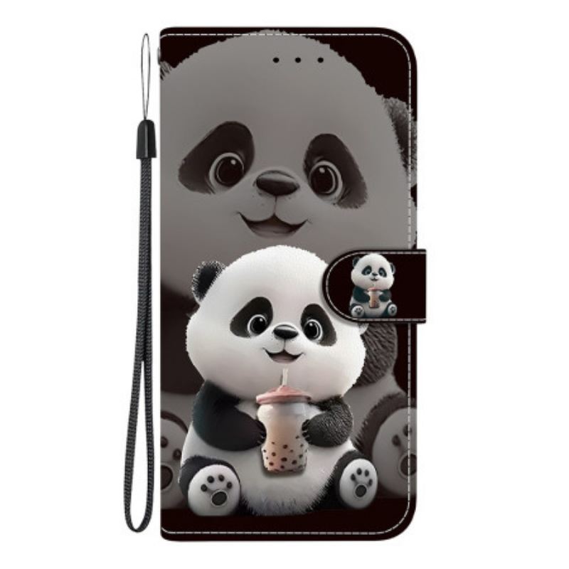 Kinyitható Bőrtok Samsung Galaxy A17 4g / 5g Tea Panda