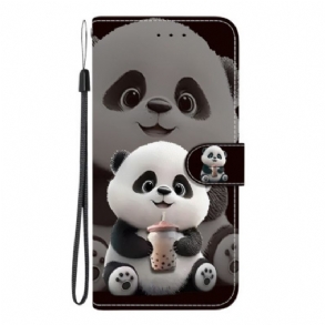Kinyitható Bőrtok Samsung Galaxy A17 4g / 5g Tea Panda