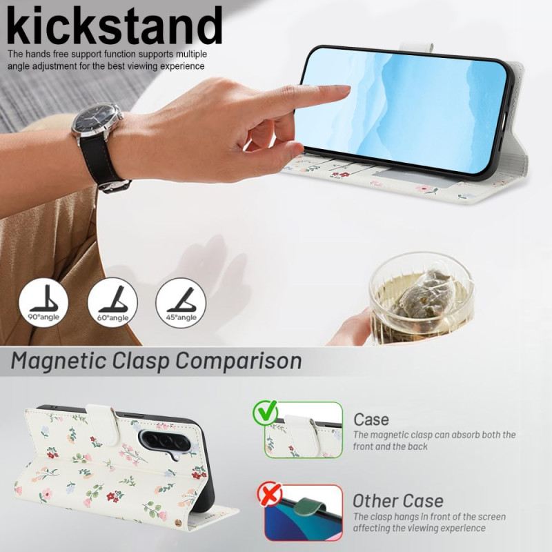 Kinyitható Bőrtok Samsung Galaxy A17 4g / 5g Virágos Pénztárca