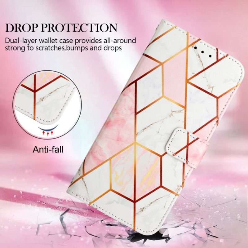 Fliptok / Bőrtok Oppo A94 5G Márvány Geometriai Szíjjal