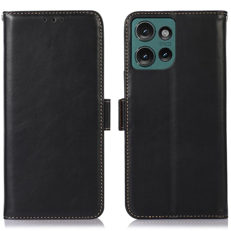 Bőrtok Motorola Edge 50 Neo Bőr Rfid Védelem