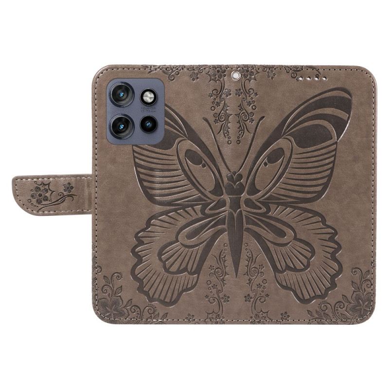 Bőrtok Motorola Edge 50 Neo Butterfly Design