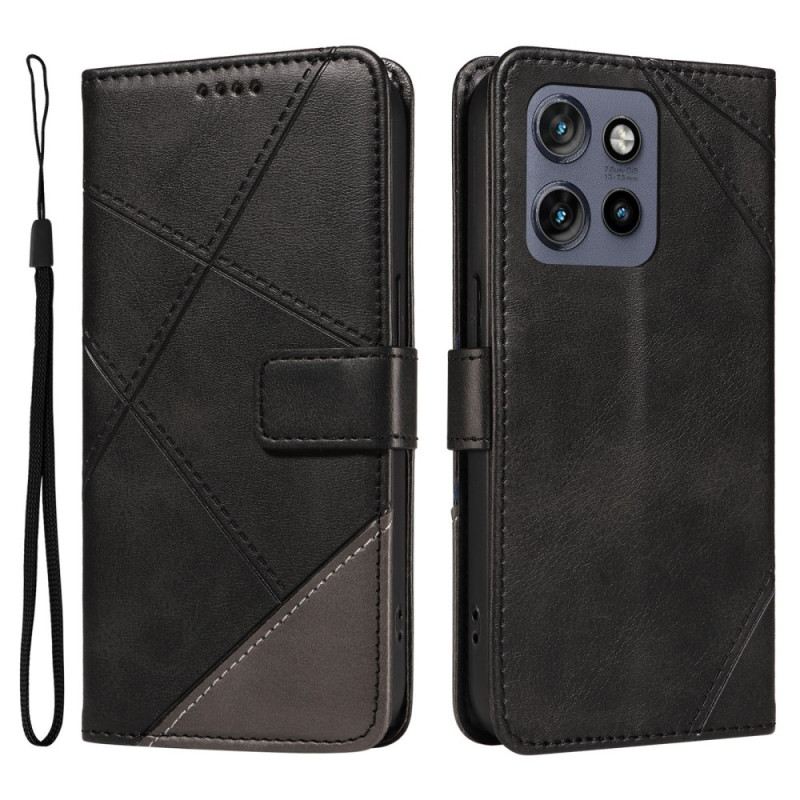 Bőrtok Motorola Edge 50 Neo Kéttónusú Vonalak