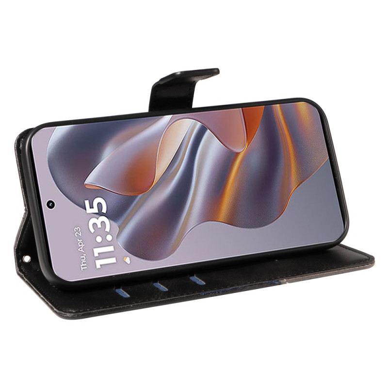 Bőrtok Motorola Edge 50 Neo Kéttónusú Vonalak