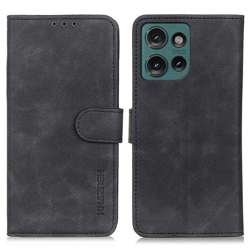 Bőrtok Motorola Edge 50 Neo Khazneh Velúr Hatás