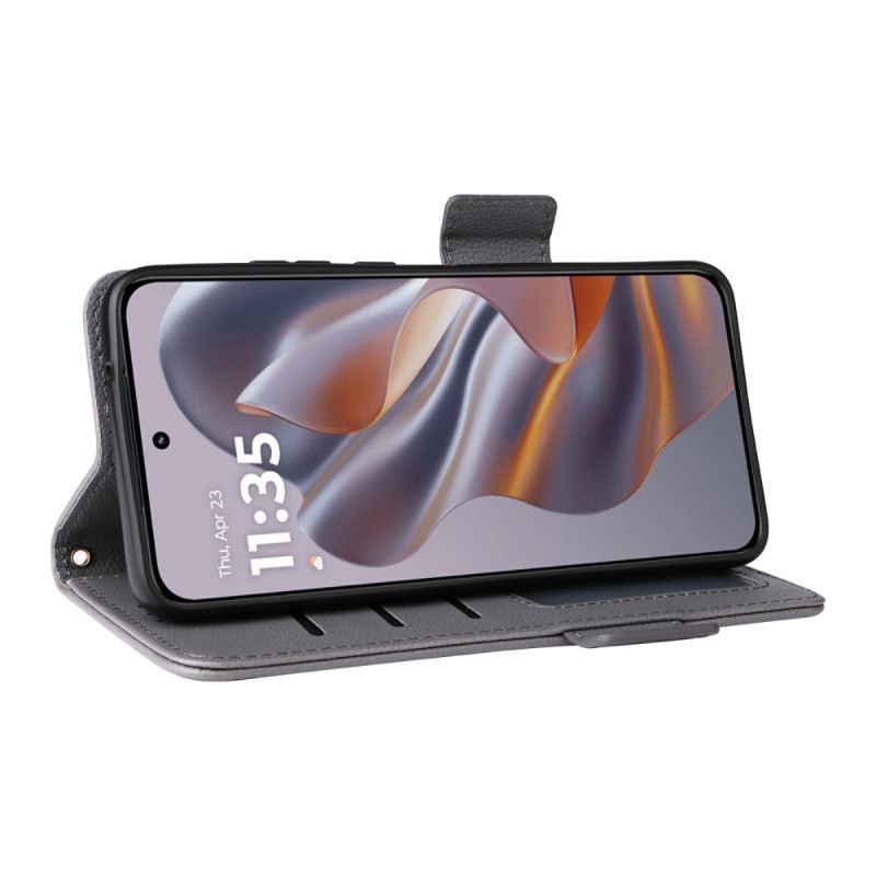 Bőrtok Motorola Edge 50 Neo Licsi Textúra Pánttal