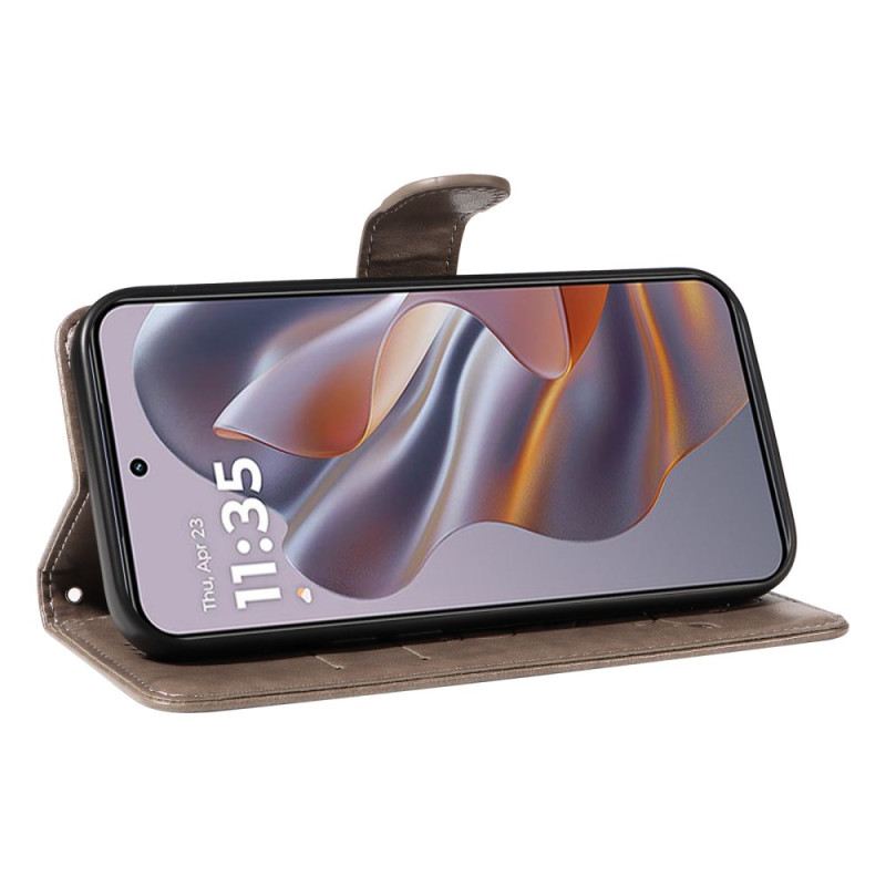 Bőrtok Motorola Edge 50 Neo Pillangók És Virágok