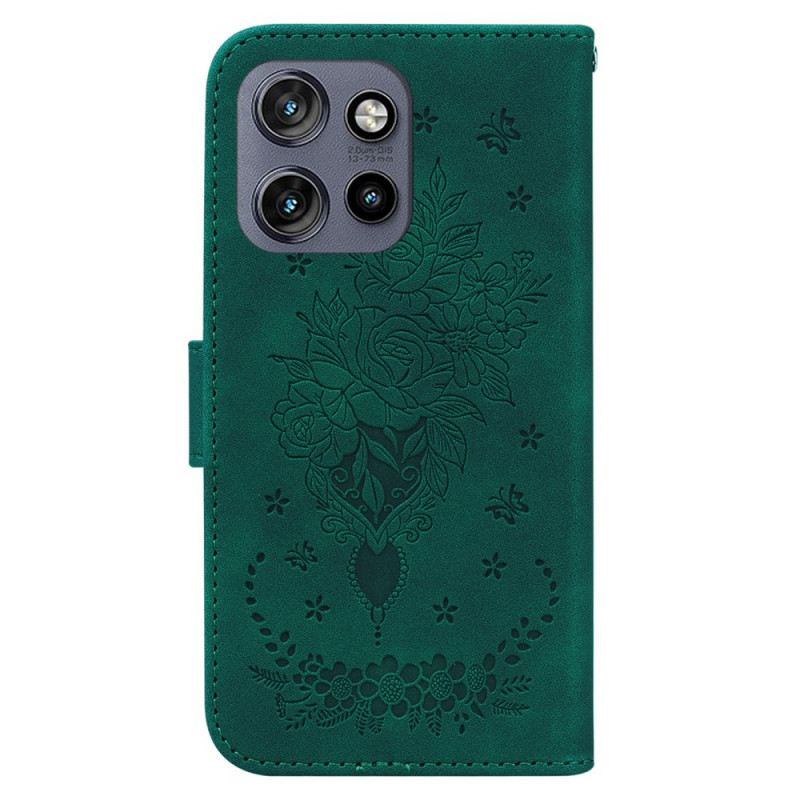 Bőrtok Motorola Edge 50 Neo Rózsák