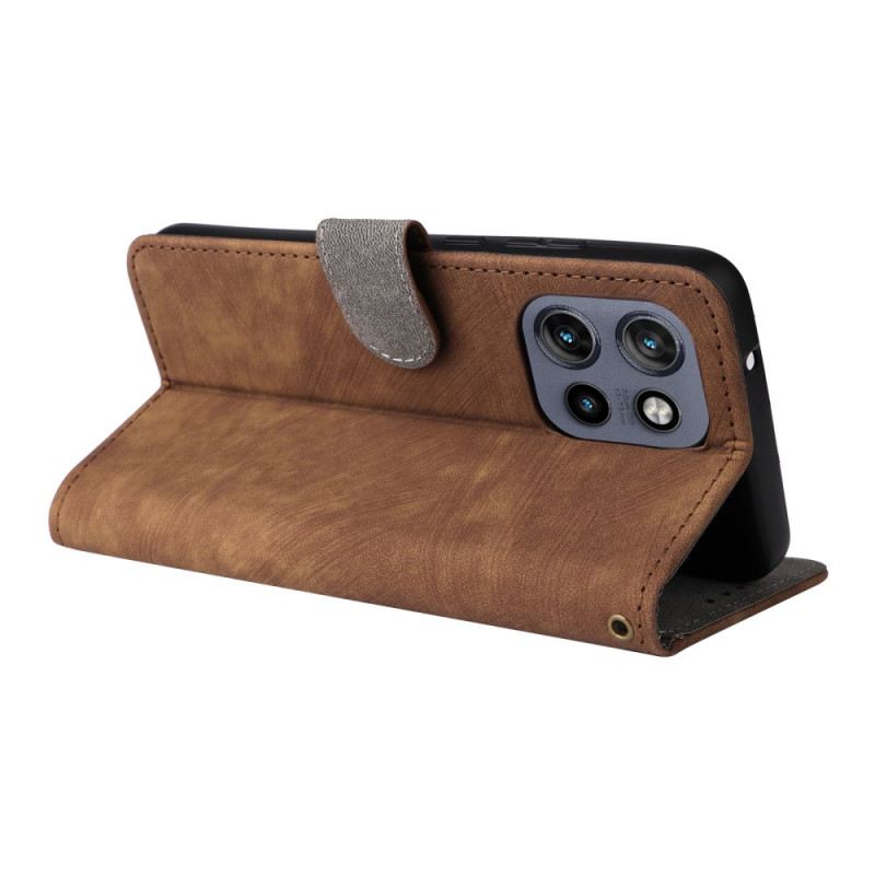 Bőrtok Motorola Edge 50 Neo Velúr Hatású Rfid Pénztárca