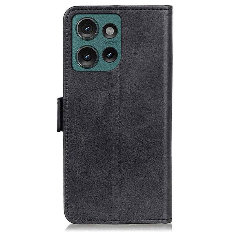 Kinyitható Bőrtok Motorola Edge 50 Neo Kettős Kapocs