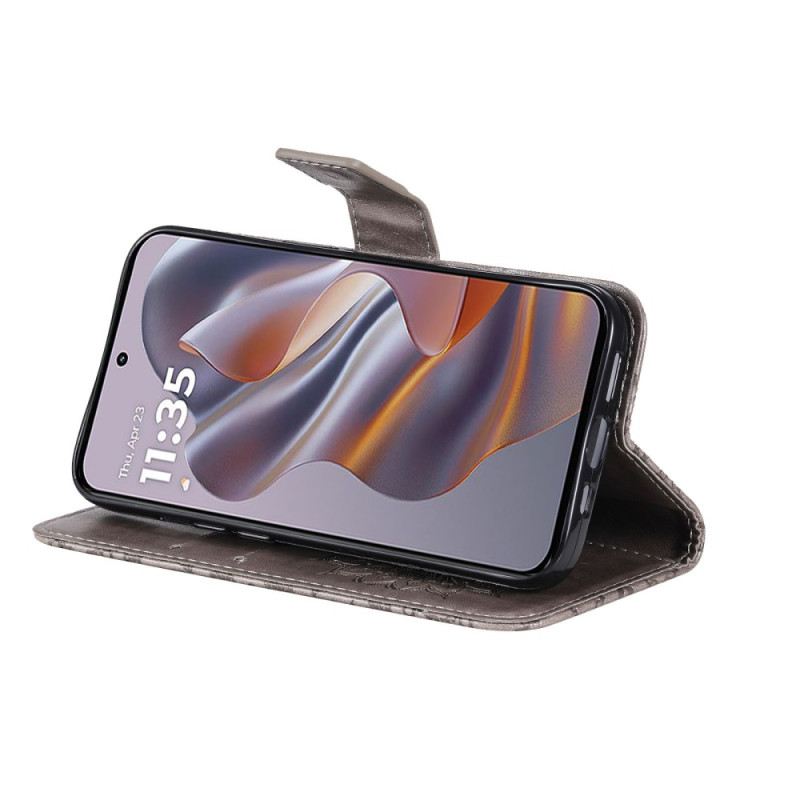 Kinyitható Bőrtok Motorola Edge 50 Neo Napraforgó Minta