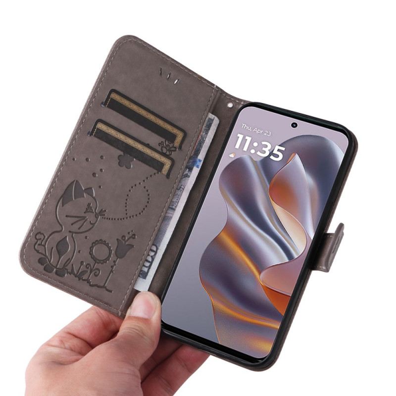 Kinyitható Tokok Motorola Edge 50 Neo Macska És Méhecske