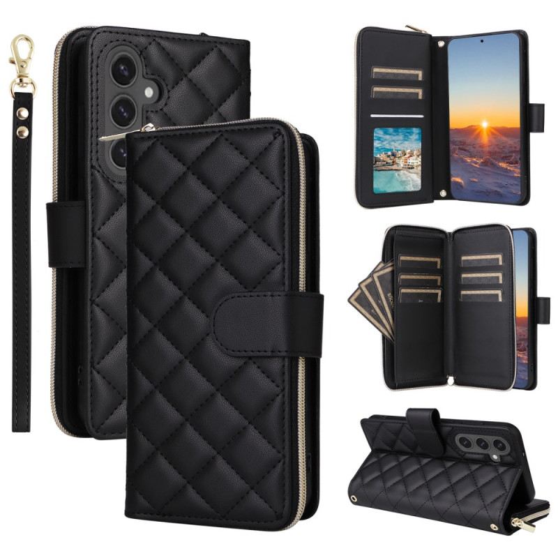 Bőrtok Samsung Galaxy S24 Fe Steppelt Pénztárca Vállpánttal