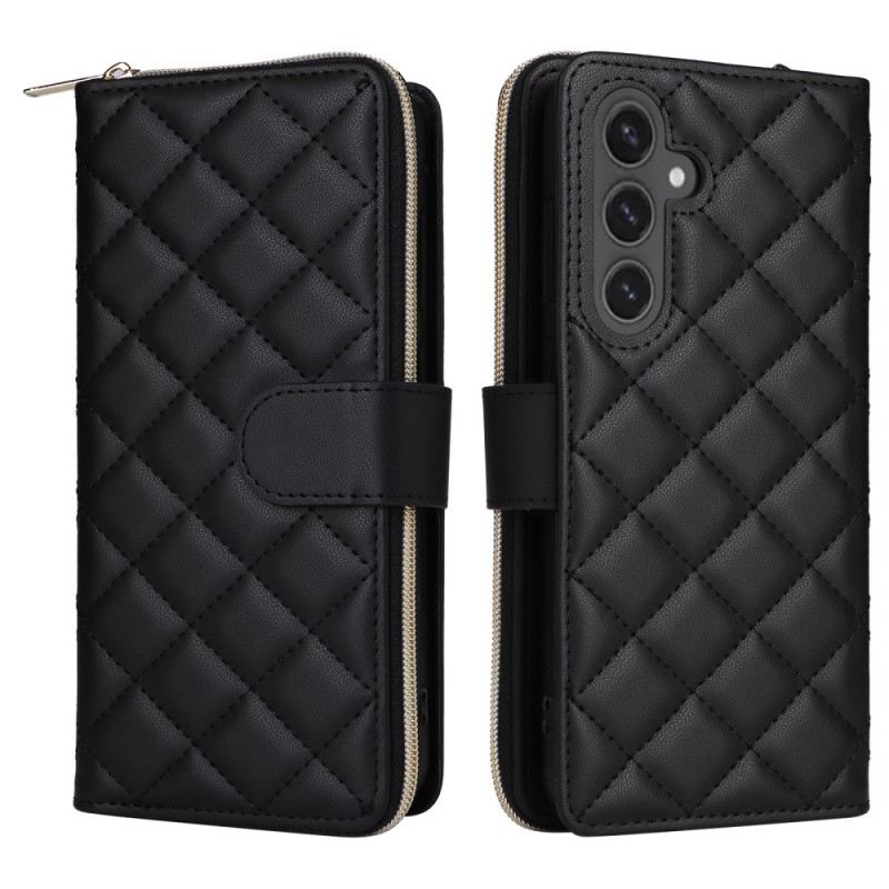 Bőrtok Samsung Galaxy S24 Fe Steppelt Pénztárca Vállpánttal
