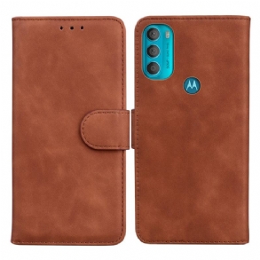 Fliptok / Bőrtok Moto G71 5G Monokróm Bőr Hatás