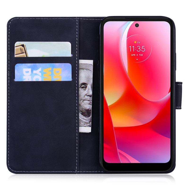 Fliptok / Bőrtok Moto G71 5G Tigris Arcnyomat