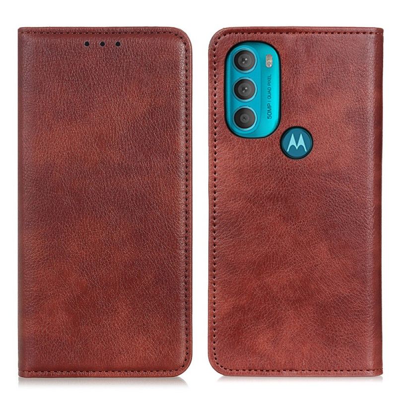 Fliptok Moto G71 5G Bőrtok Texturált Hasított Bőr