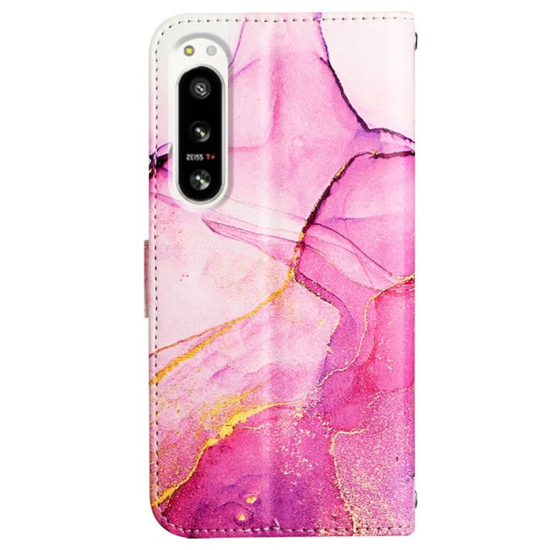 Fliptok / Bőrtok Sony Xperia 5 IV Márvány Nyakpánttal