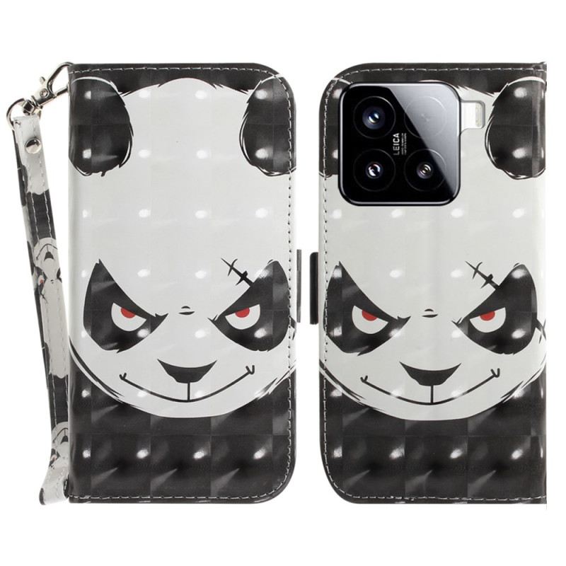 Bőrtok Xiaomi 15 Dühös Panda Nyakpánt