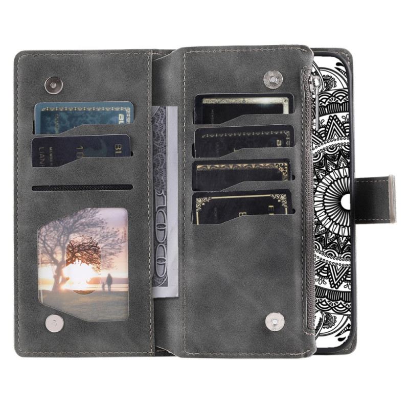 Bőrtok Xiaomi 15 Mandala Velúr Hatású Pénztárca