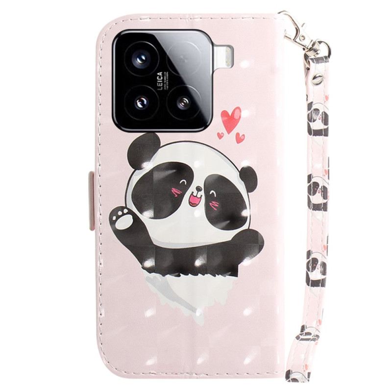 Bőrtok Xiaomi 15 Panda Szerelem Zsinór