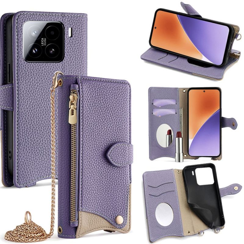 Bőrtok Xiaomi 15 Pénztárca És Lánc