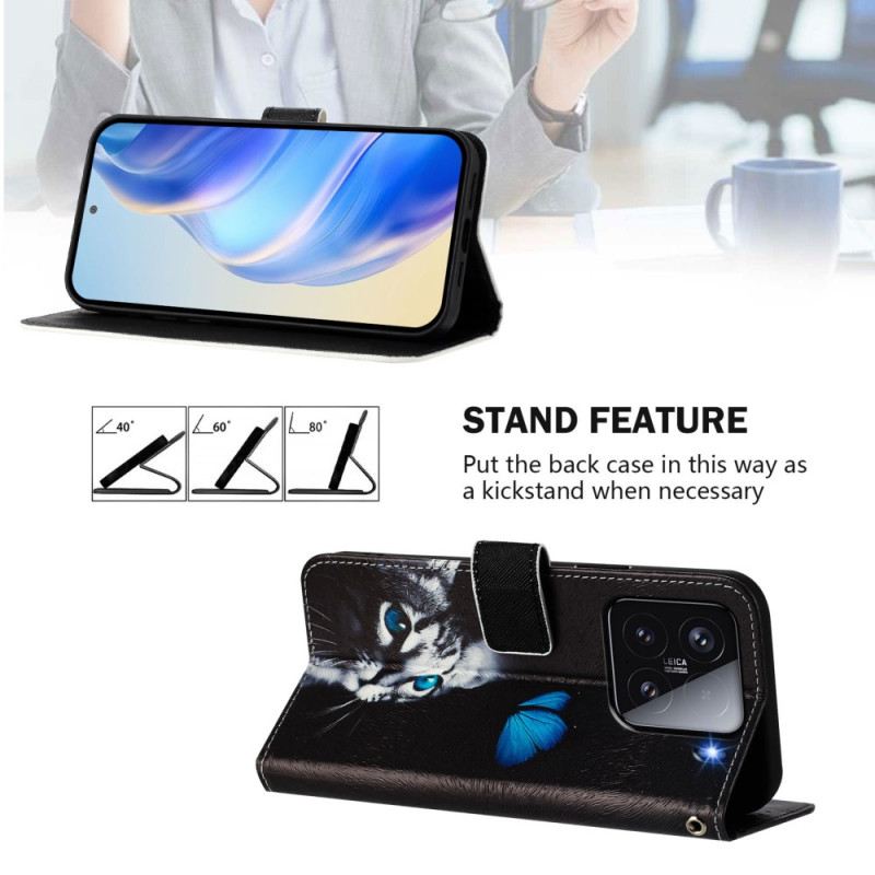 Bőrtok Xiaomi 15 Pillangó És Macska