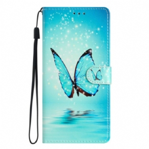 Bőrtok Xiaomi 15 Repülő Kék Pillangó