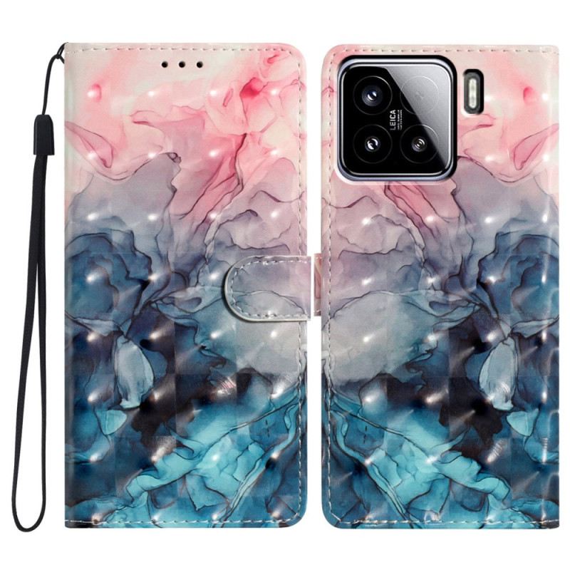 Bőrtok Xiaomi 15 Rózsaszín És Kék Márvány