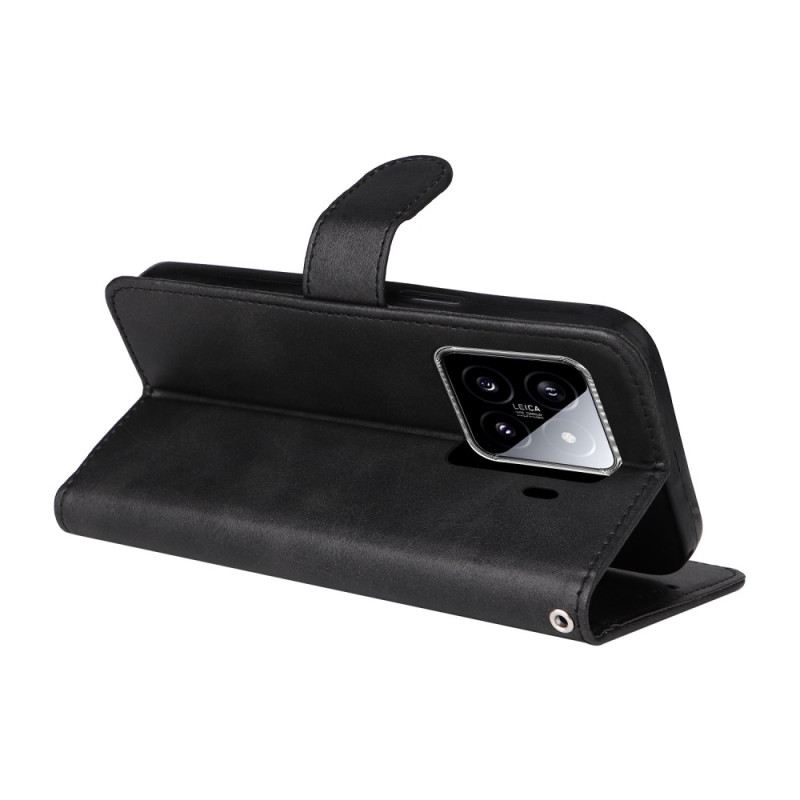 Bőrtok Xiaomi 15 Sima Bőrhatású Pánt