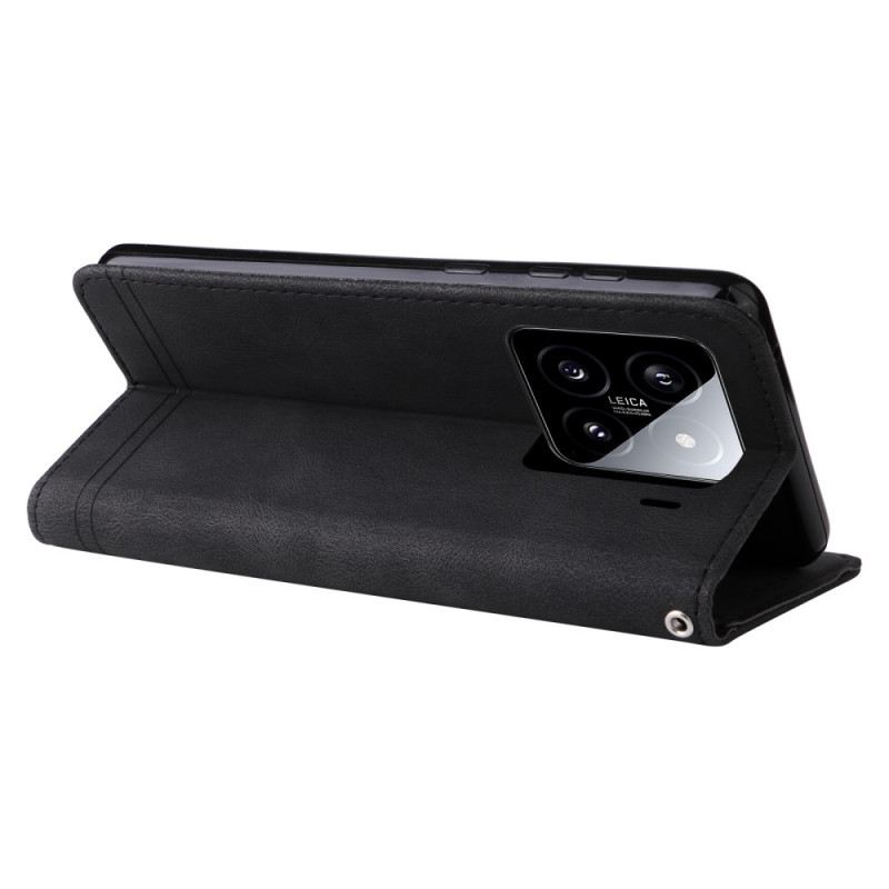 Kinyitható Bőrtok Xiaomi 15 Dekoratív Szegecs És Pánt