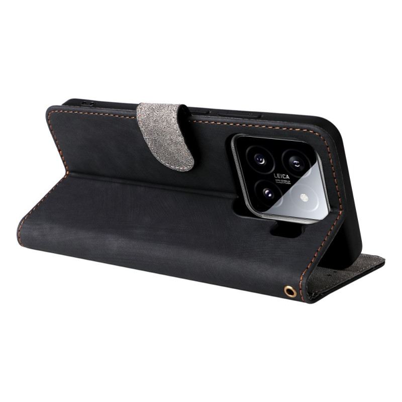 Kinyitható Bőrtok Xiaomi 15 Rfid Védelemmel Ellátott Velúr Hatású Pénztárca