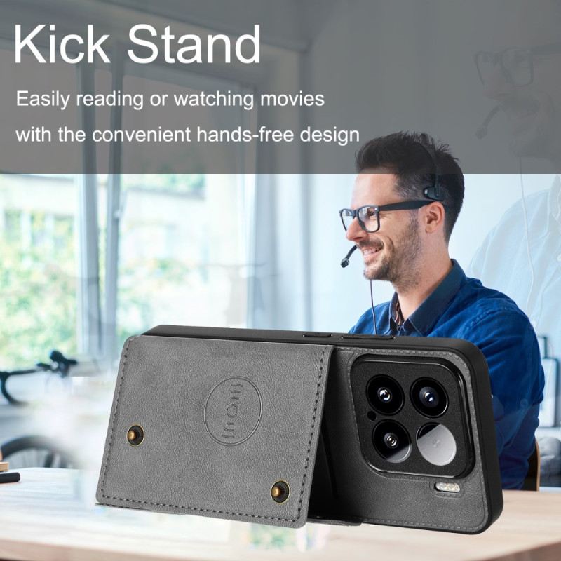 Tok Xiaomi 15 Bőrhatású Kártyatartóval És Állvánnyal