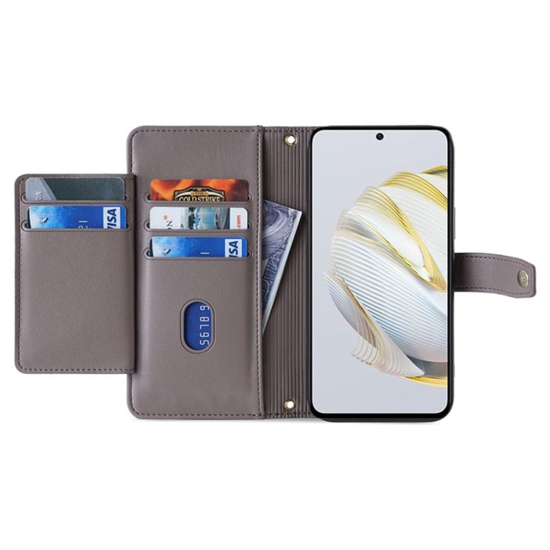 Bőrtok Huawei Nova 12s Pénztárca Pánttal És Vállpánttal