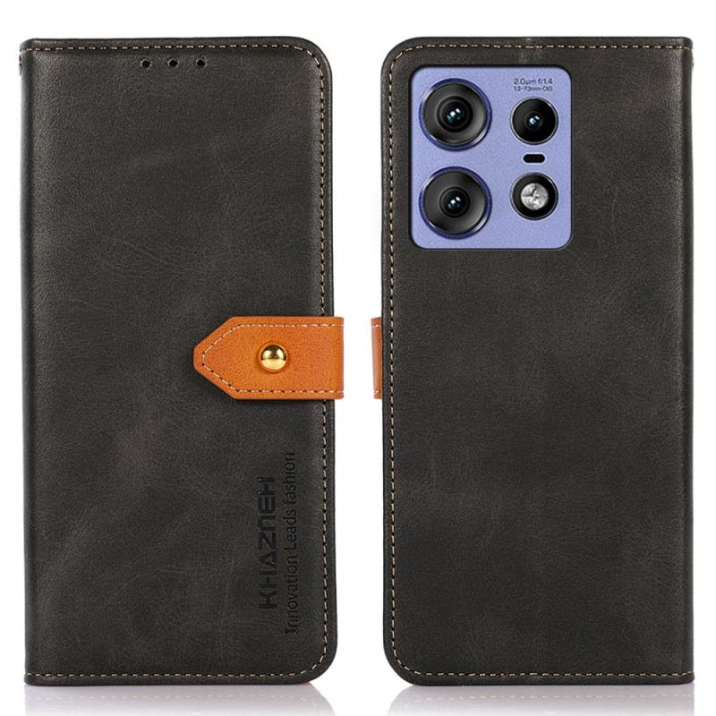 Bőrtok Motorola Edge 50 Pro Arany Gomb Khazneh