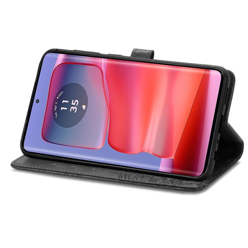 Bőrtok Motorola Edge 50 Pro Barokk Mandala Szíjjal