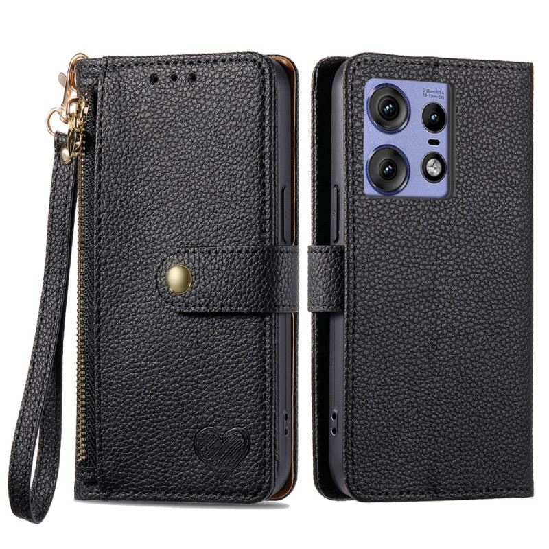 Bőrtok Motorola Edge 50 Pro Cipzáras Zseb És Rfid Védelem