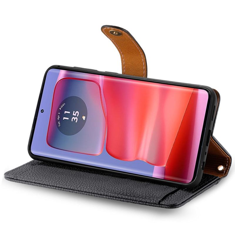 Bőrtok Motorola Edge 50 Pro Cipzáras Zseb És Rfid Védelem