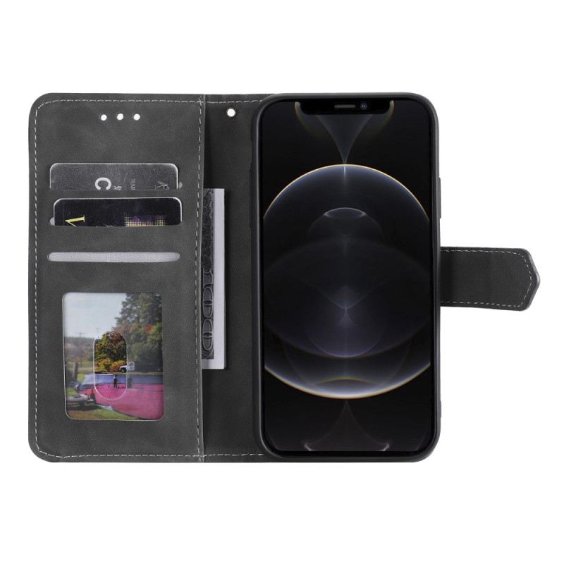 Bőrtok Motorola Edge 50 Pro Kéttónusú Szíjjal