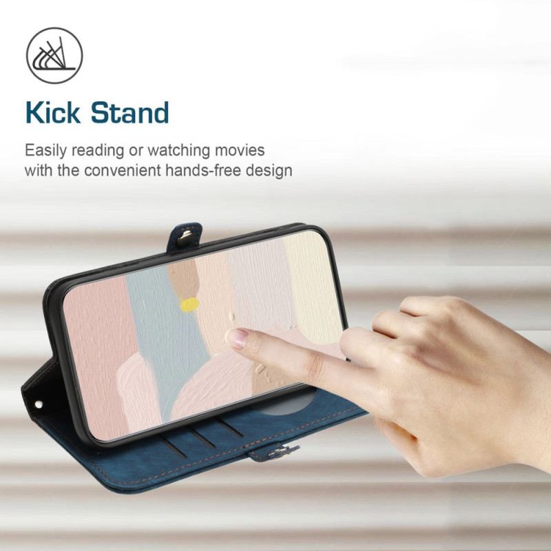 Bőrtok Motorola Edge 50 Pro Kéttónusú Velúr Effekt Pánttal