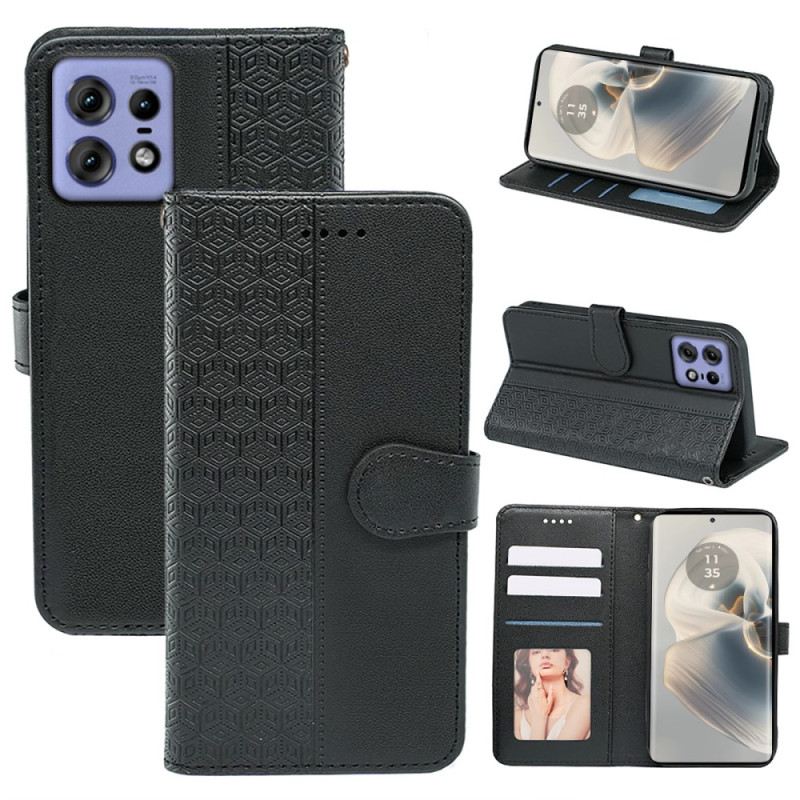 Bőrtok Motorola Edge 50 Pro Kocka Fríz