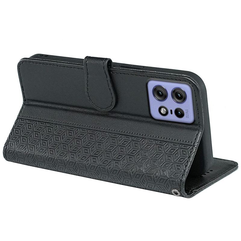 Bőrtok Motorola Edge 50 Pro Kocka Fríz