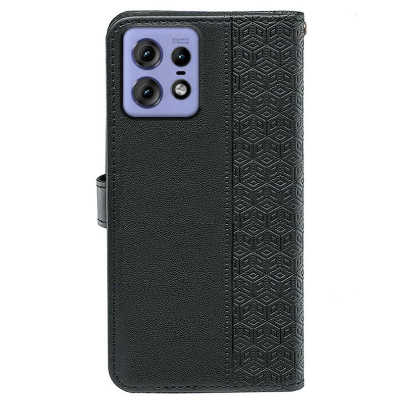 Bőrtok Motorola Edge 50 Pro Kocka Fríz