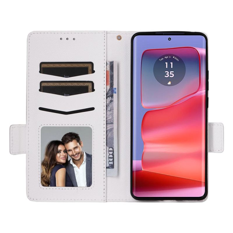 Bőrtok Motorola Edge 50 Pro Licsi Textúra Pánttal