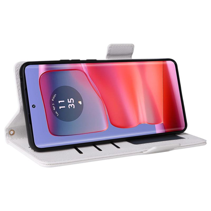 Bőrtok Motorola Edge 50 Pro Licsi Textúra Pánttal