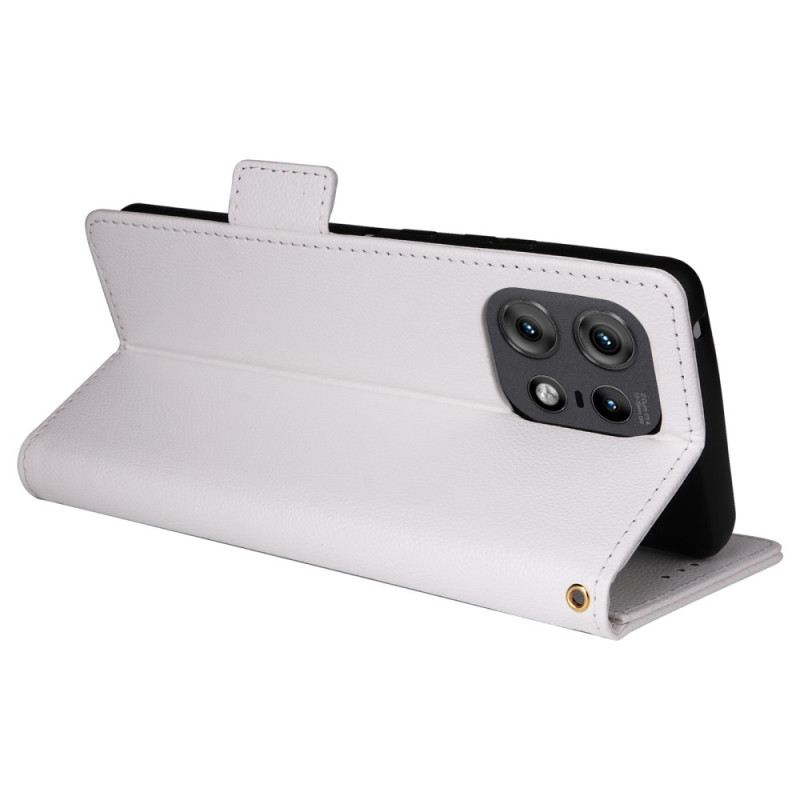 Bőrtok Motorola Edge 50 Pro Licsi Textúra Pánttal